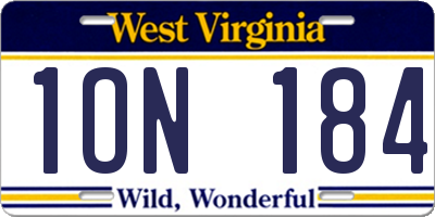 WV license plate 1ON184