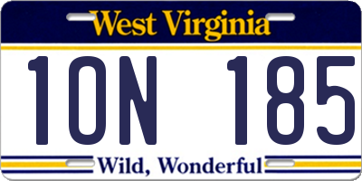 WV license plate 1ON185