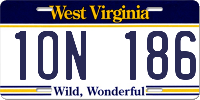 WV license plate 1ON186