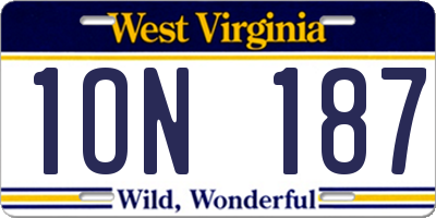 WV license plate 1ON187