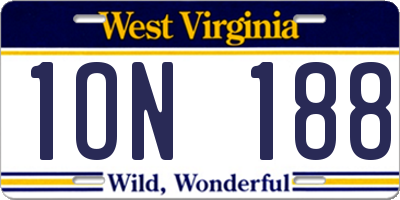 WV license plate 1ON188