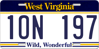 WV license plate 1ON197