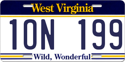 WV license plate 1ON199