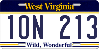WV license plate 1ON213