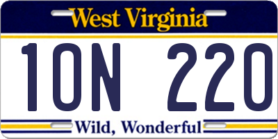 WV license plate 1ON220
