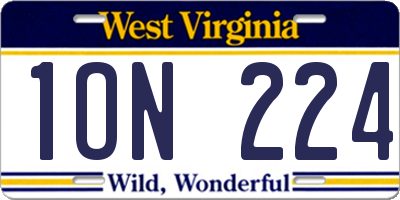 WV license plate 1ON224