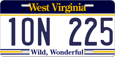 WV license plate 1ON225