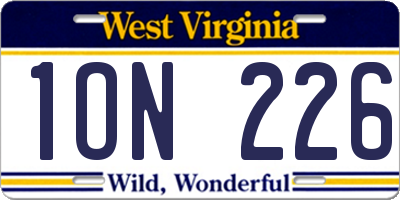 WV license plate 1ON226