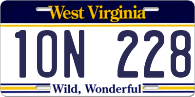 WV license plate 1ON228
