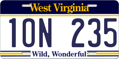 WV license plate 1ON235