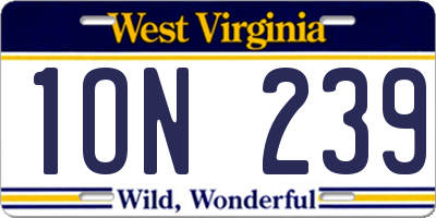 WV license plate 1ON239