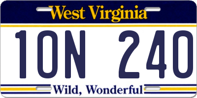 WV license plate 1ON240