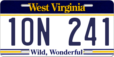 WV license plate 1ON241