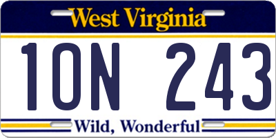 WV license plate 1ON243