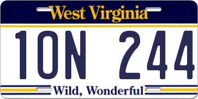 WV license plate 1ON244