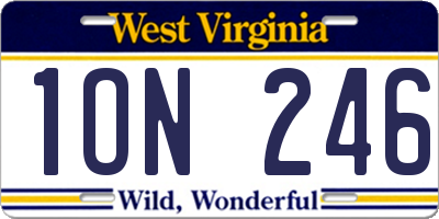 WV license plate 1ON246