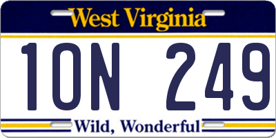 WV license plate 1ON249