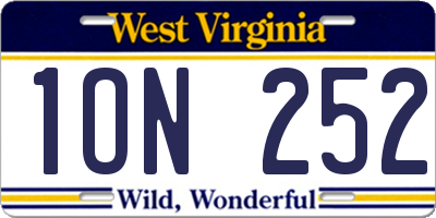 WV license plate 1ON252