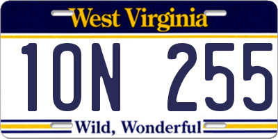 WV license plate 1ON255