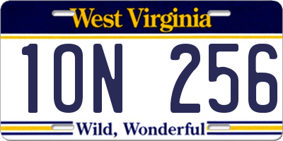 WV license plate 1ON256
