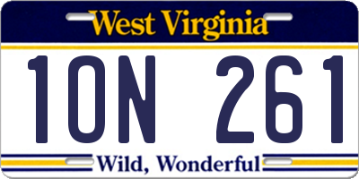 WV license plate 1ON261