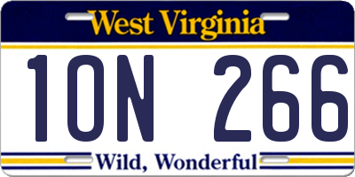 WV license plate 1ON266