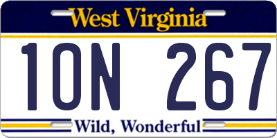 WV license plate 1ON267