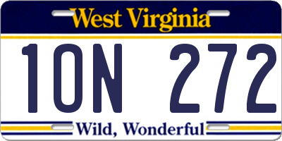 WV license plate 1ON272