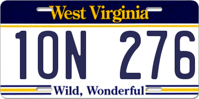 WV license plate 1ON276