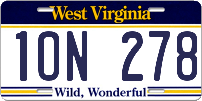 WV license plate 1ON278