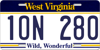 WV license plate 1ON280