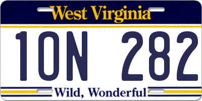 WV license plate 1ON282