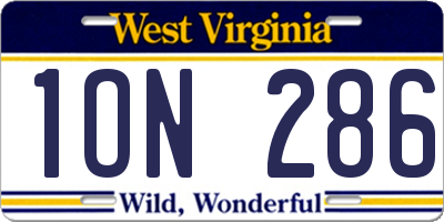 WV license plate 1ON286