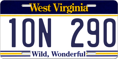 WV license plate 1ON290