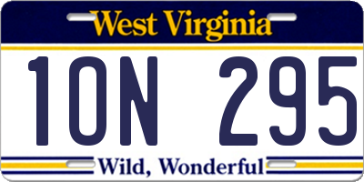 WV license plate 1ON295