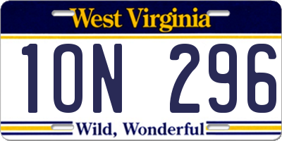 WV license plate 1ON296