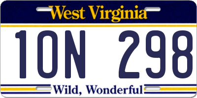 WV license plate 1ON298