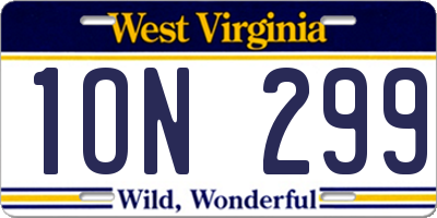 WV license plate 1ON299