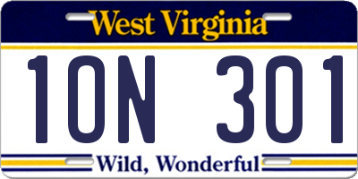 WV license plate 1ON301