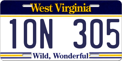 WV license plate 1ON305