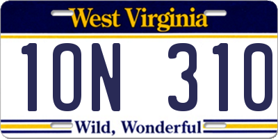 WV license plate 1ON310