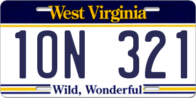 WV license plate 1ON321