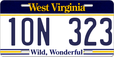 WV license plate 1ON323