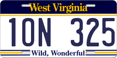 WV license plate 1ON325
