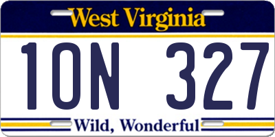 WV license plate 1ON327