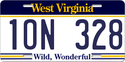 WV license plate 1ON328