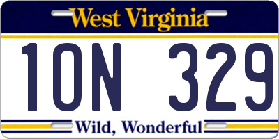 WV license plate 1ON329