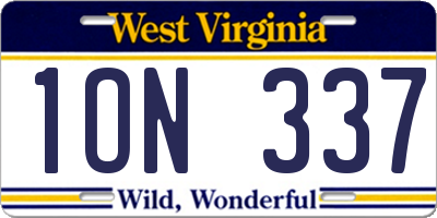 WV license plate 1ON337