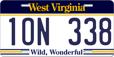 WV license plate 1ON338