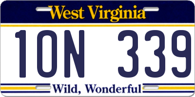WV license plate 1ON339
